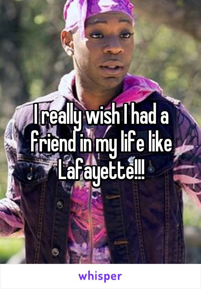 I really wish I had a friend in my life like Lafayette!!!