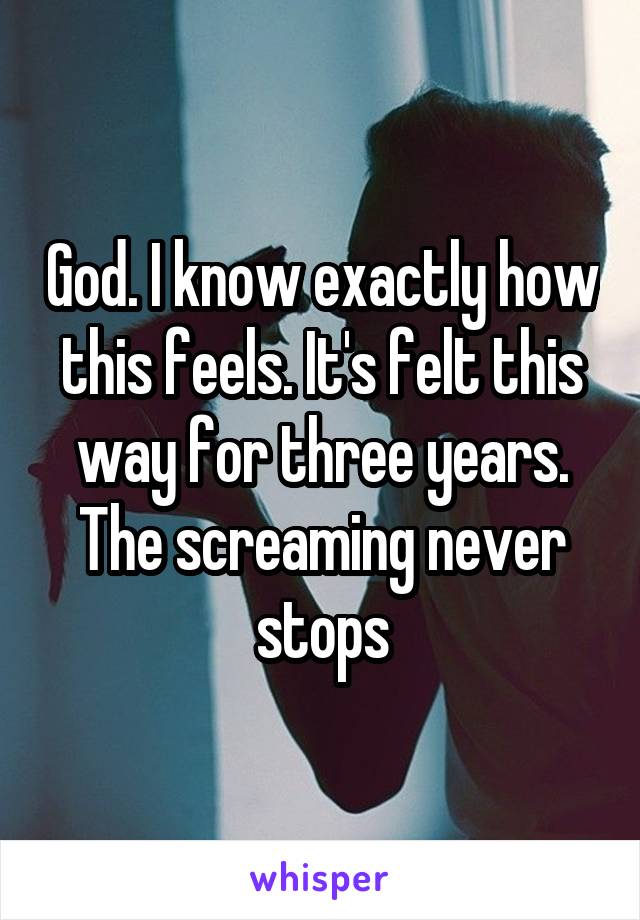 God. I know exactly how this feels. It's felt this way for three years. The screaming never stops