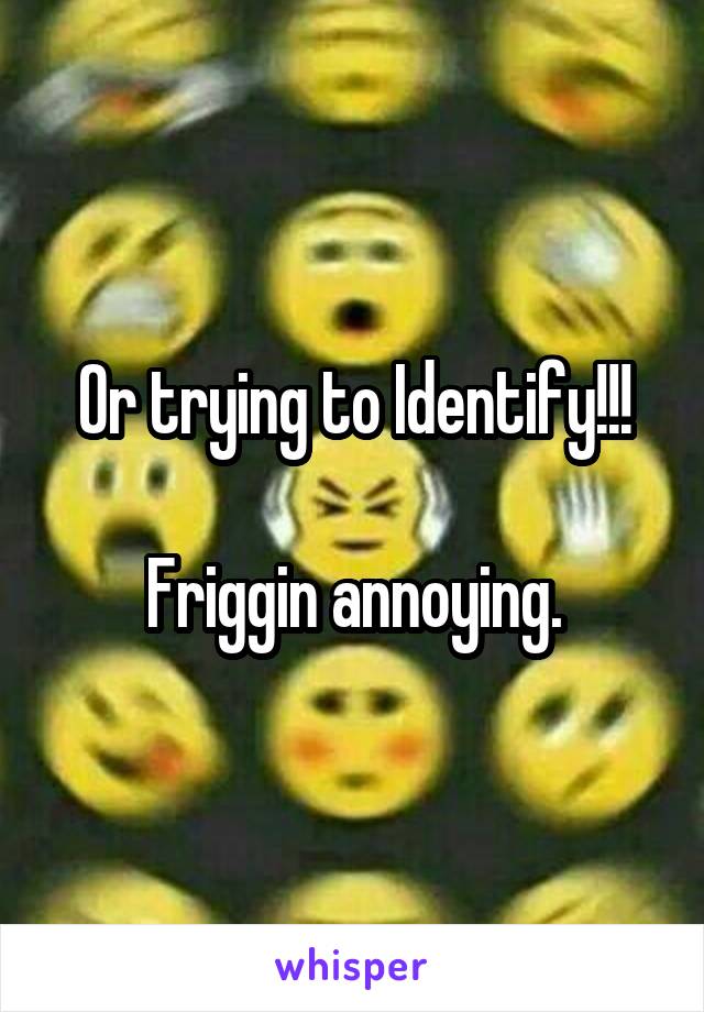 Or trying to Identify!!!

Friggin annoying.