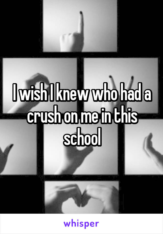 I wish I knew who had a crush on me in this school