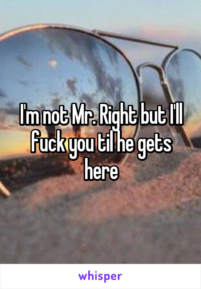 I'm not Mr. Right but I'll fuck you til he gets here