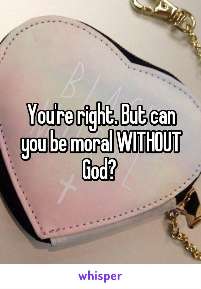 You're right. But can you be moral WITHOUT God? 
