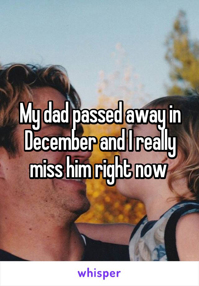 My dad passed away in December and I really miss him right now 