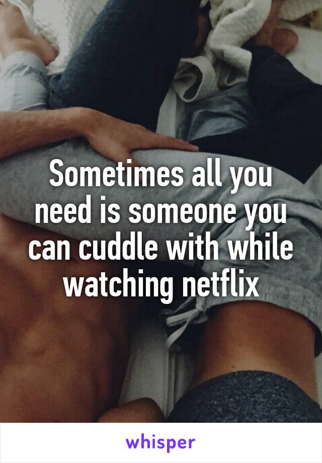 Sometimes all you need is someone you can cuddle with while watching netflix