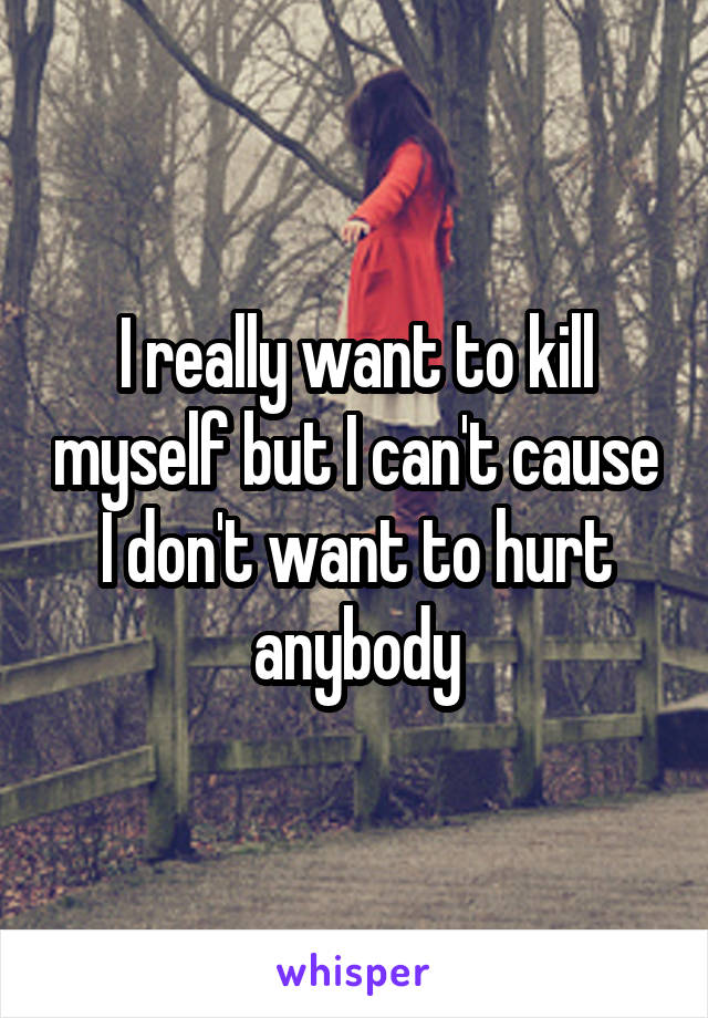 I really want to kill myself but I can't cause I don't want to hurt anybody