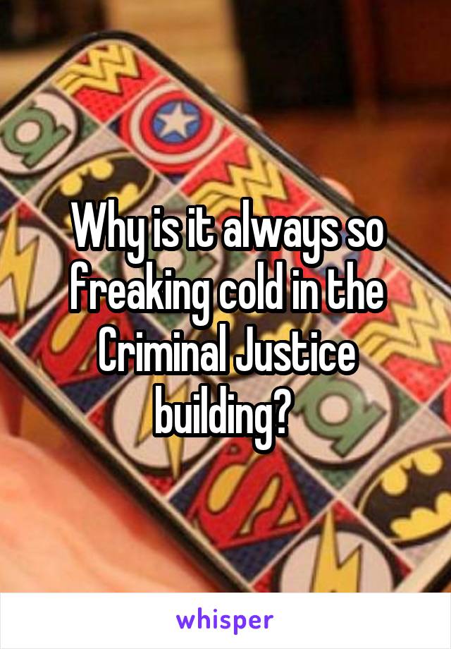 Why is it always so freaking cold in the Criminal Justice building? 