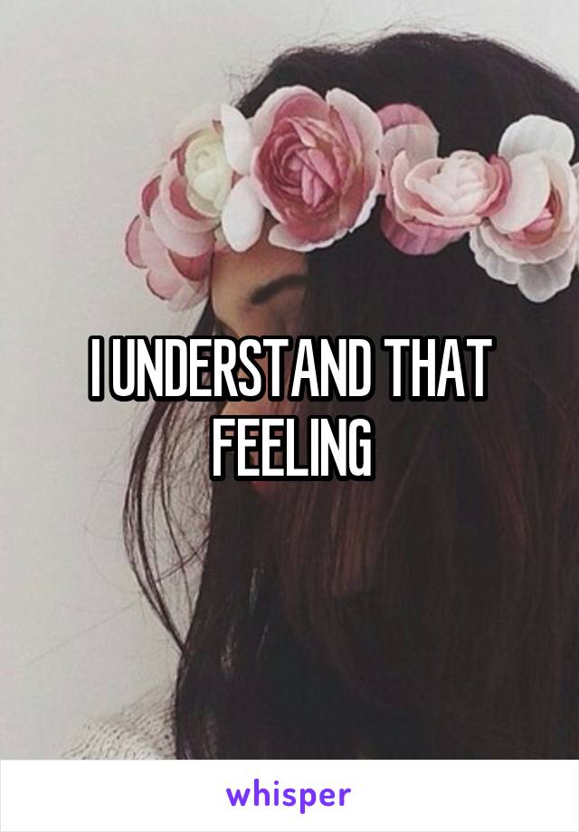 I UNDERSTAND THAT FEELING