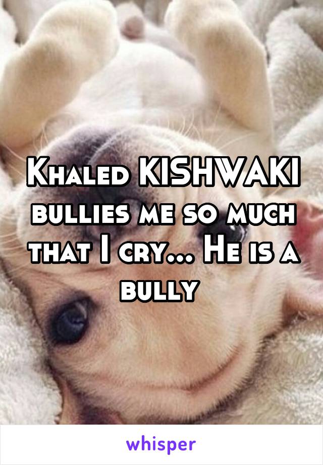 Khaled KISHWAKI bullies me so much that I cry... He is a bully 