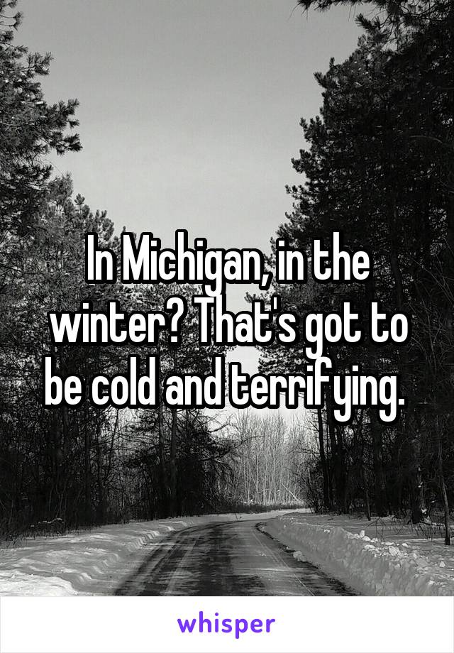 In Michigan, in the winter? That's got to be cold and terrifying. 