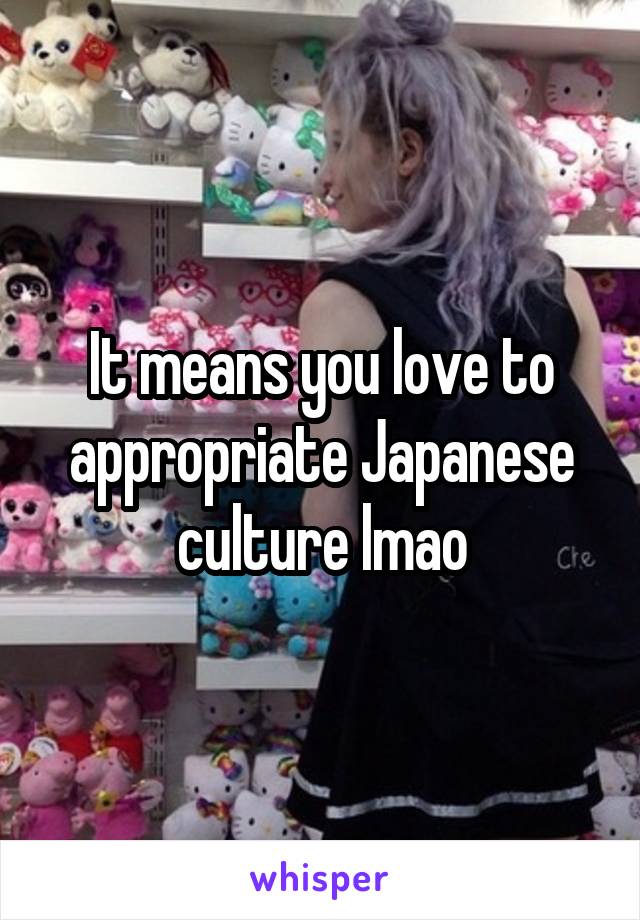 It means you love to appropriate Japanese culture lmao