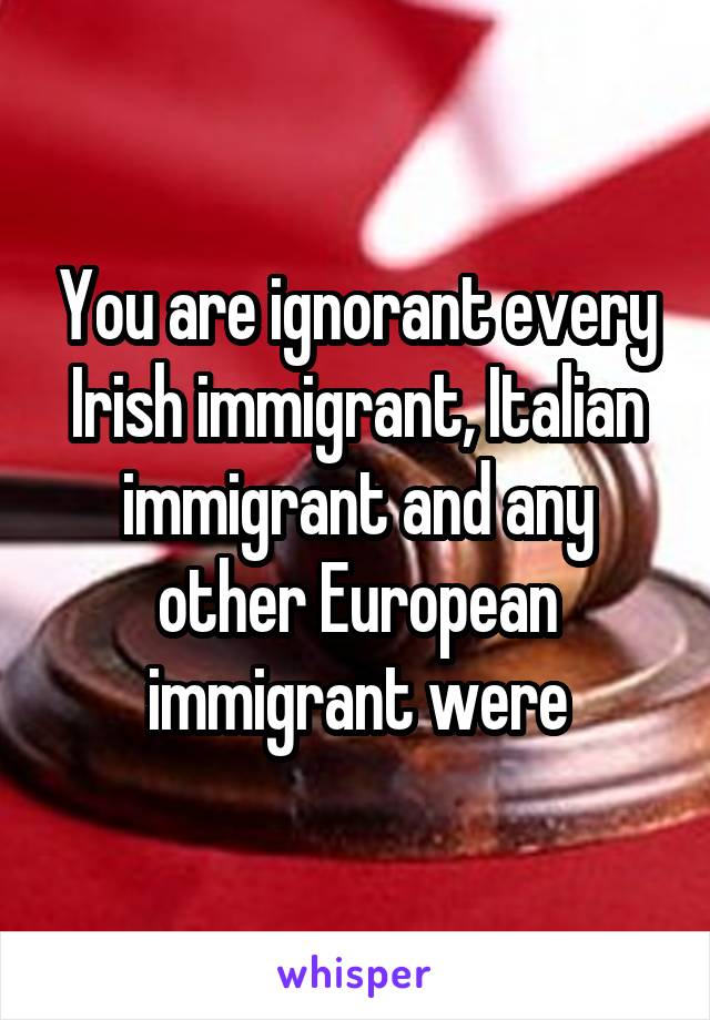 You are ignorant every Irish immigrant, Italian immigrant and any other European immigrant were