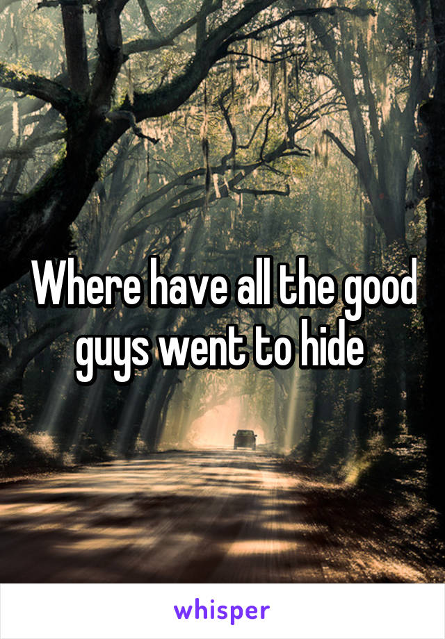 Where have all the good guys went to hide 