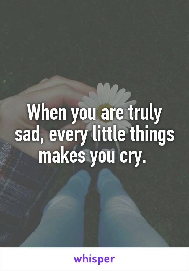 When you are truly sad, every little things makes you cry. 