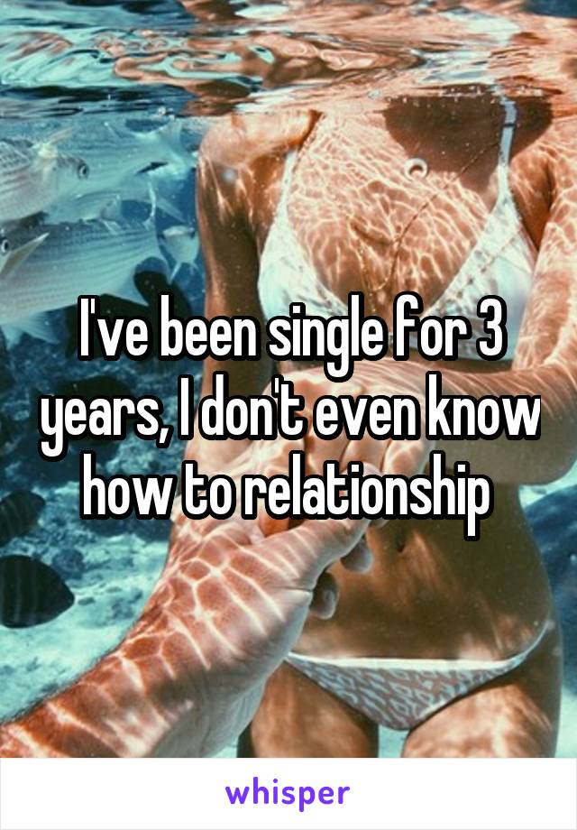I've been single for 3 years, I don't even know how to relationship 