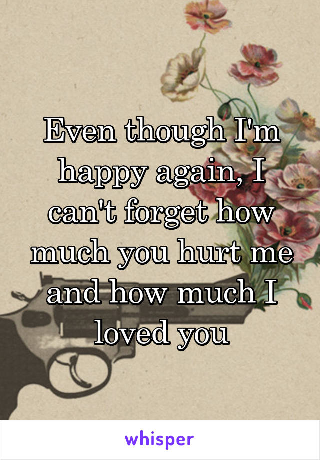 Even though I'm happy again, I can't forget how much you hurt me and how much I loved you
