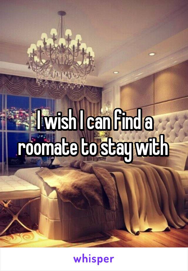 I wish I can find a roomate to stay with 