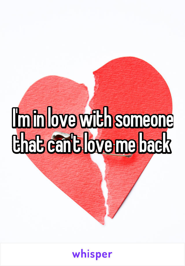 I'm in love with someone that can't love me back 