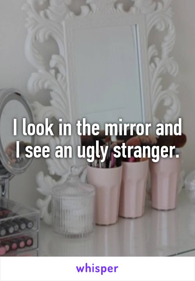 I look in the mirror and I see an ugly stranger.