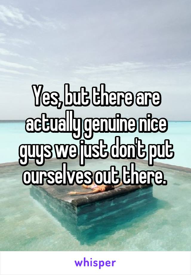 Yes, but there are actually genuine nice guys we just don't put ourselves out there. 