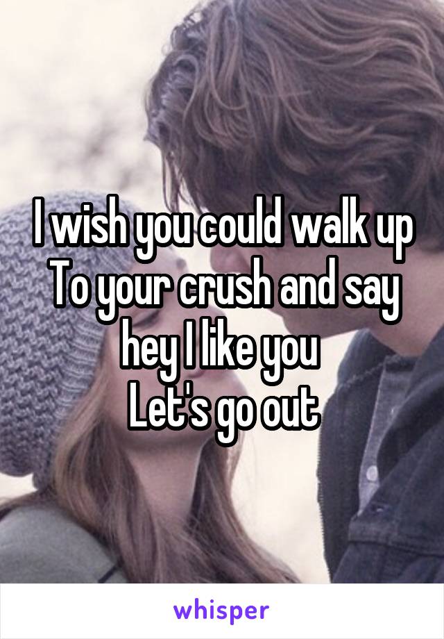 I wish you could walk up
To your crush and say hey I like you 
Let's go out