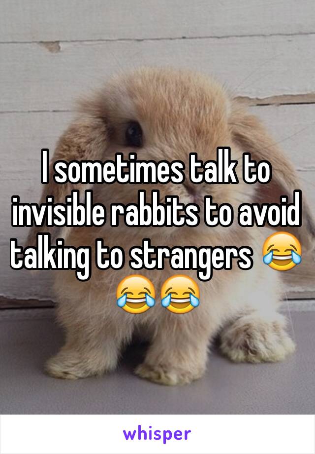 I sometimes talk to invisible rabbits to avoid talking to strangers 😂😂😂