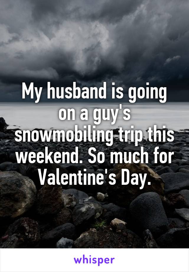 My husband is going on a guy's snowmobiling trip this weekend. So much for Valentine's Day.