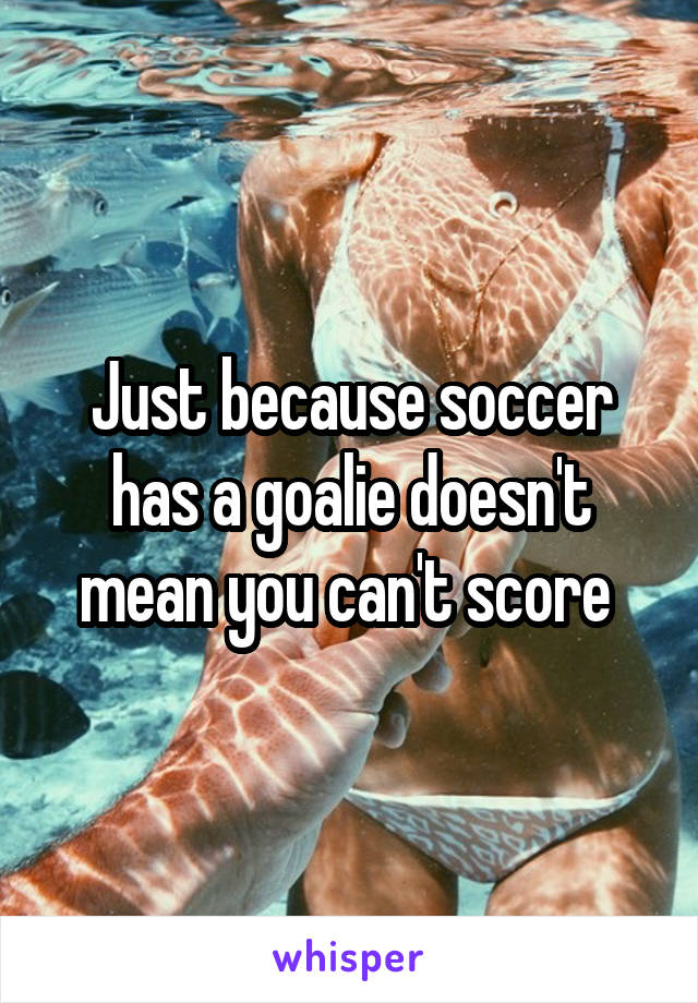 Just because soccer has a goalie doesn't mean you can't score 