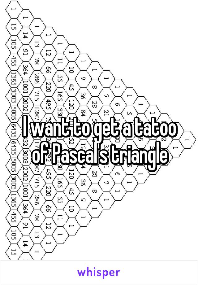 I want to get a tatoo of Pascal's triangle