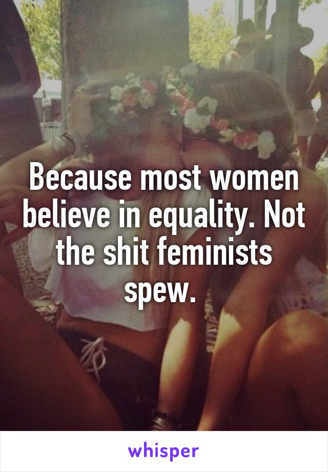 Because most women believe in equality. Not the shit feminists spew. 