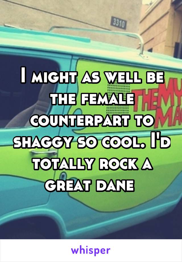 I might as well be the female counterpart to shaggy so cool. I'd totally rock a great dane 