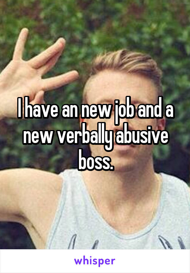 I have an new job and a new verbally abusive boss.