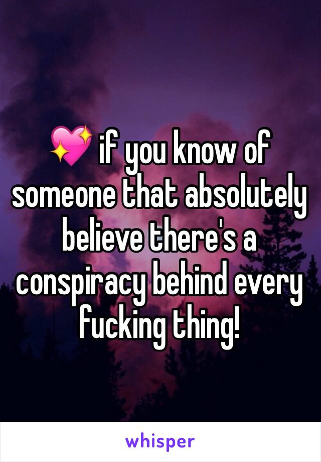 💖 if you know of someone that absolutely  believe there's a conspiracy behind every fucking thing! 