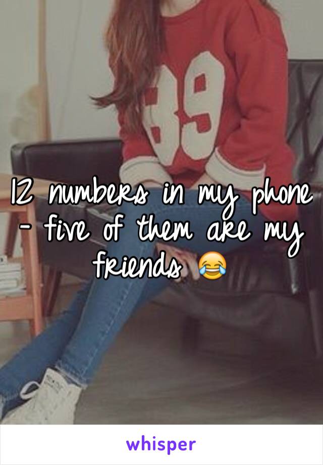 12 numbers in my phone - five of them are my friends 😂