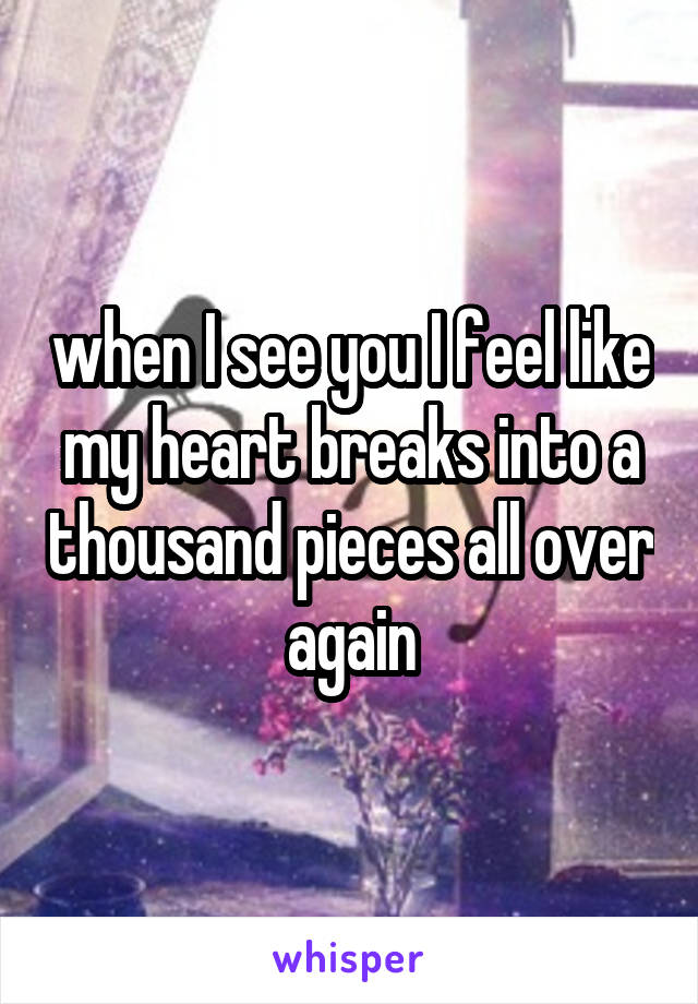 when I see you I feel like my heart breaks into a thousand pieces all over again