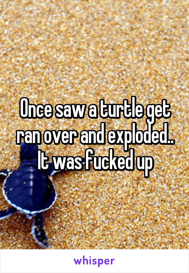Once saw a turtle get ran over and exploded.. It was fucked up