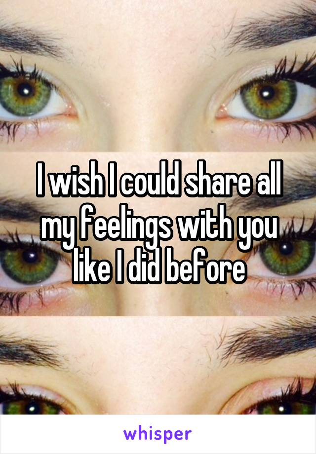 I wish I could share all my feelings with you like I did before