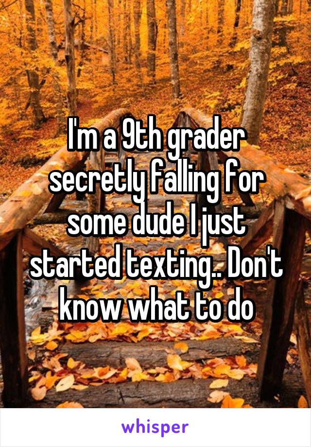 I'm a 9th grader secretly falling for some dude I just started texting.. Don't know what to do