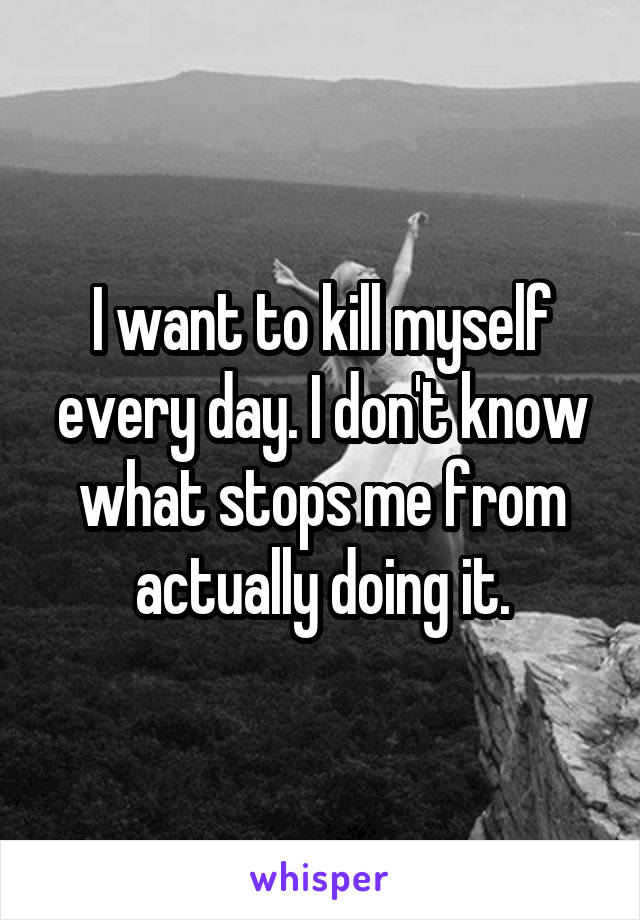 I want to kill myself every day. I don't know what stops me from actually doing it.