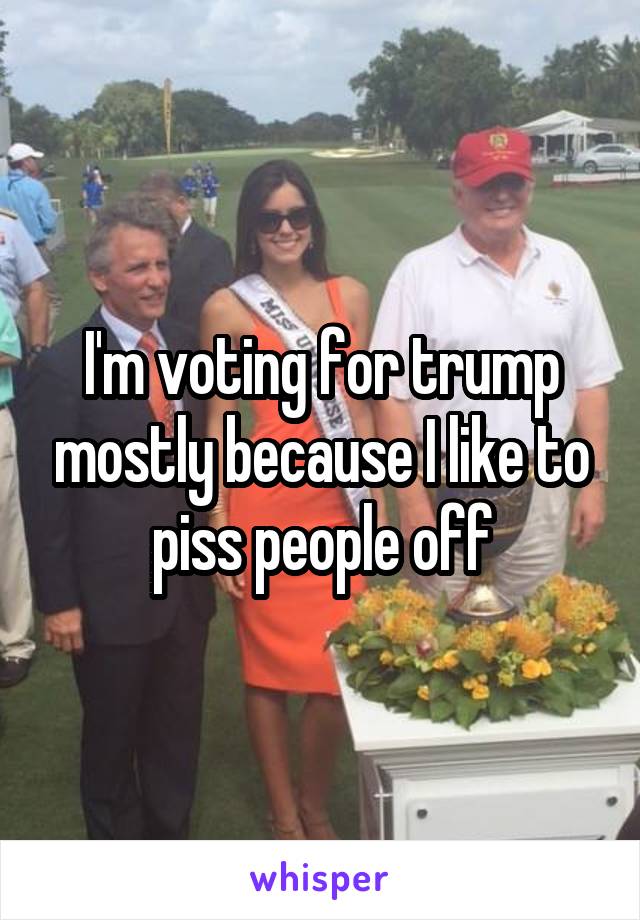 I'm voting for trump mostly because I like to piss people off