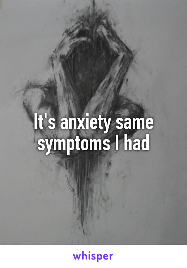It's anxiety same symptoms I had