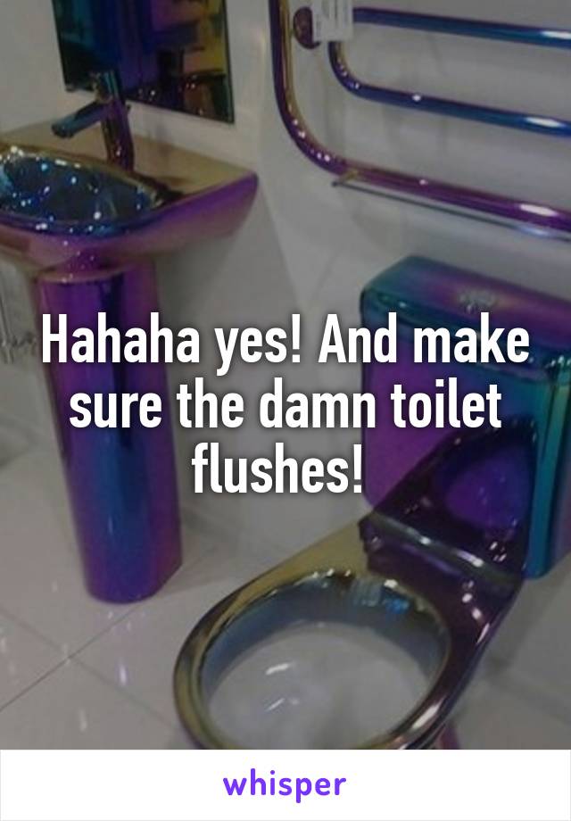 Hahaha yes! And make sure the damn toilet flushes! 
