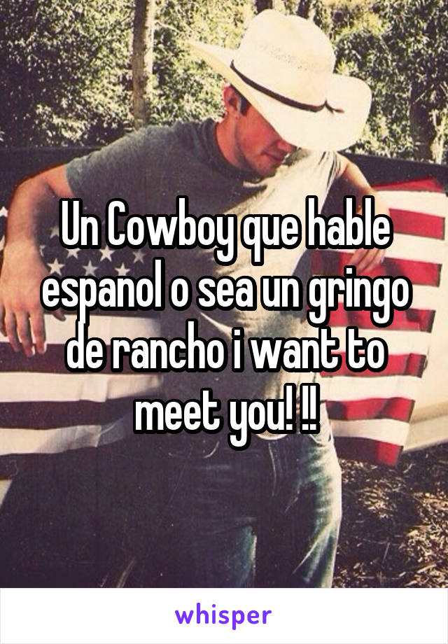 Un Cowboy que hable espanol o sea un gringo de rancho i want to meet you! !!