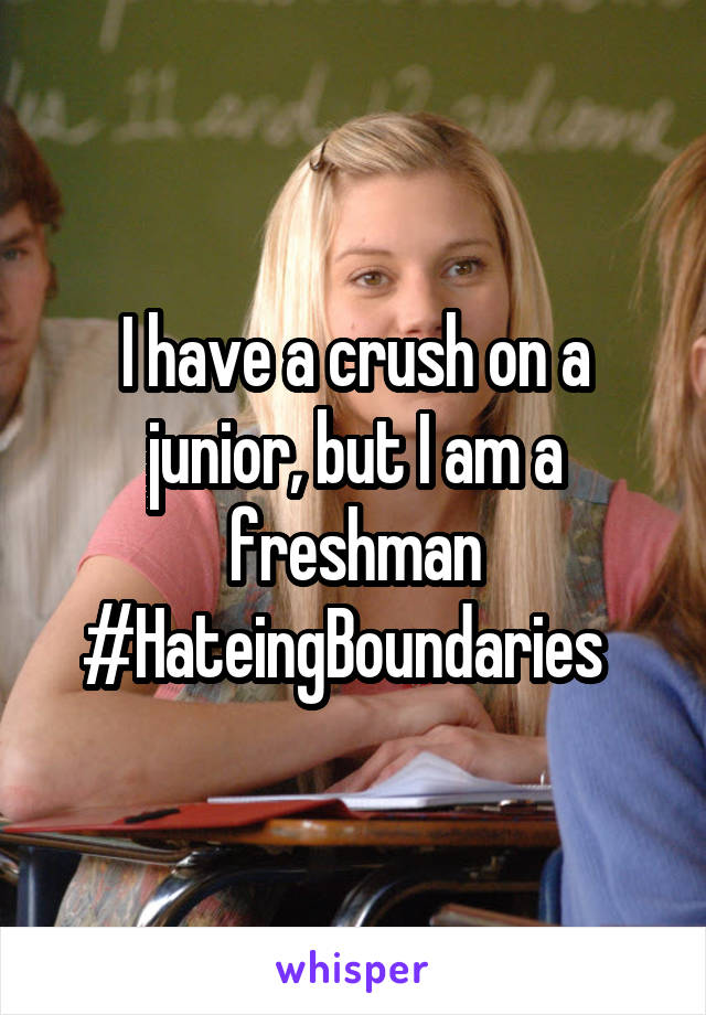 I have a crush on a junior, but I am a freshman
#HateingBoundaries  