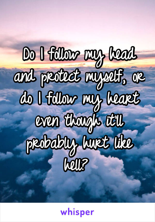 Do I follow my head and protect myself, or do I follow my heart even though it'll probably hurt like hell? 