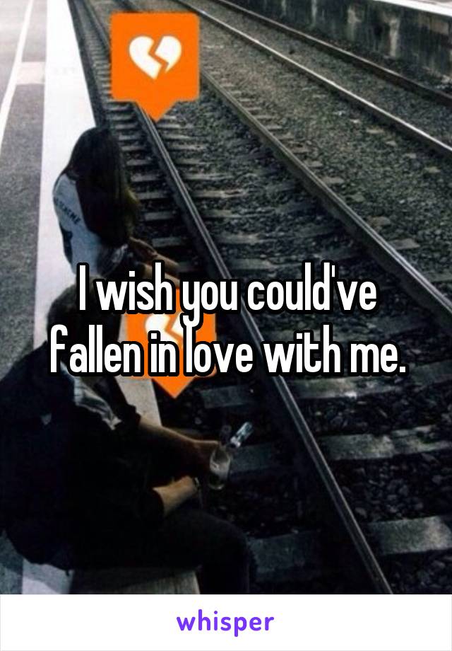 I wish you could've fallen in love with me.