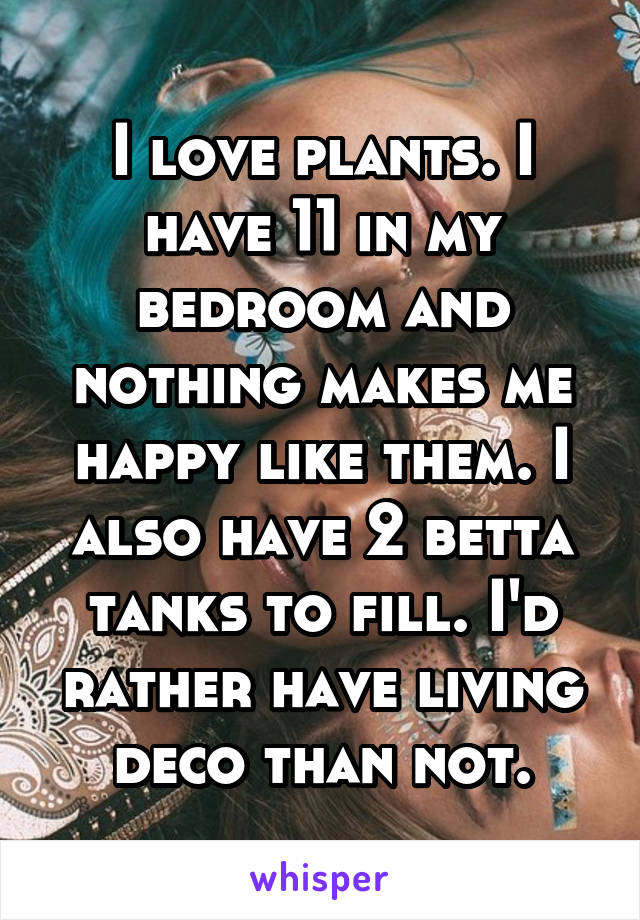 I love plants. I have 11 in my bedroom and nothing makes me happy like them. I also have 2 betta tanks to fill. I'd rather have living deco than not.