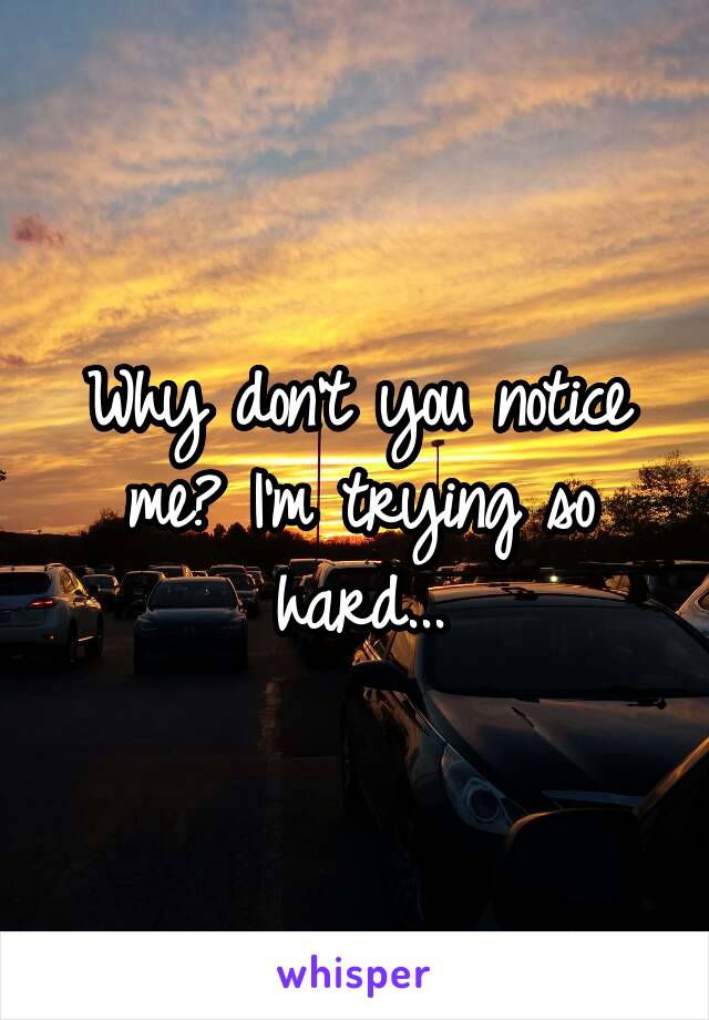 Why don't you notice me? I'm trying so hard...