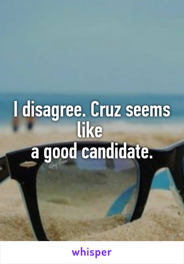 I disagree. Cruz seems like 
a good candidate.