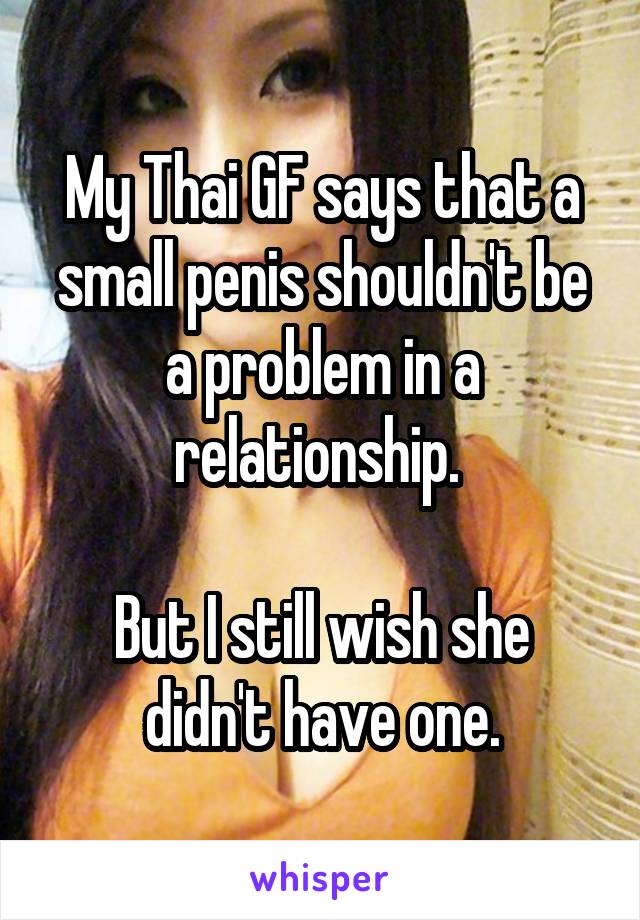 My Thai GF says that a small penis shouldn't be a problem in a relationship. 

But I still wish she didn't have one.