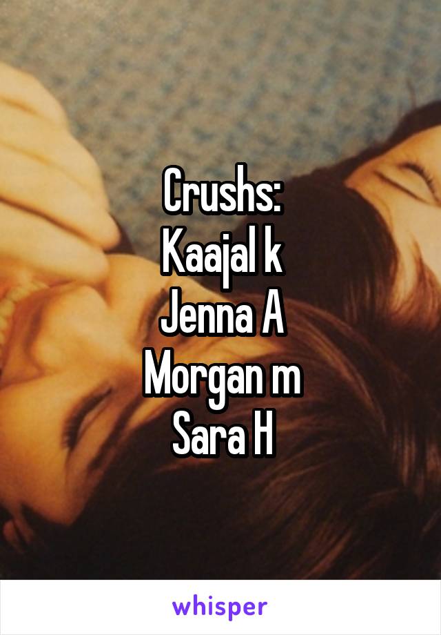 Crushs:
Kaajal k
Jenna A
Morgan m
Sara H